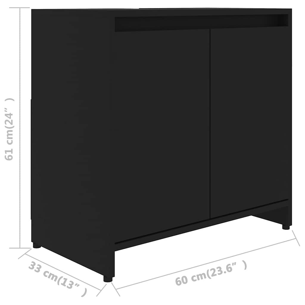 vidaXL خزانة حمام لون أسود 60×33×61 سم خشب صناعي
