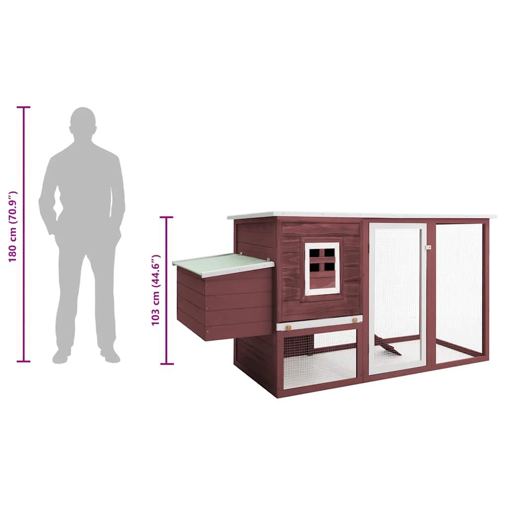 vidaXL قفص دجاج خارجي بيت دجاج مع 1 قفص للبيض خشب بني