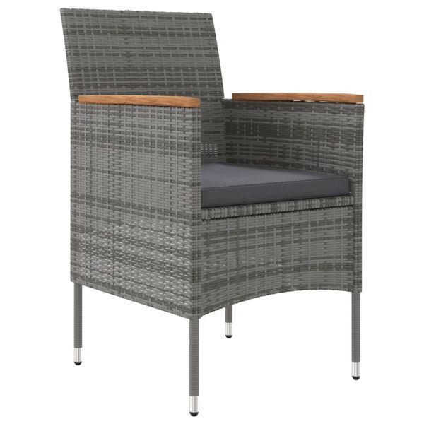 vidaXL عدد 5 قطع طقم سفرة حديقة مع وسائد رمادي وأسود