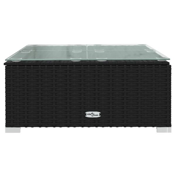 vidaXL طاولة قهوة للحديقة أسود 60&times;60&times;30 سم بولي روطان وزجاج