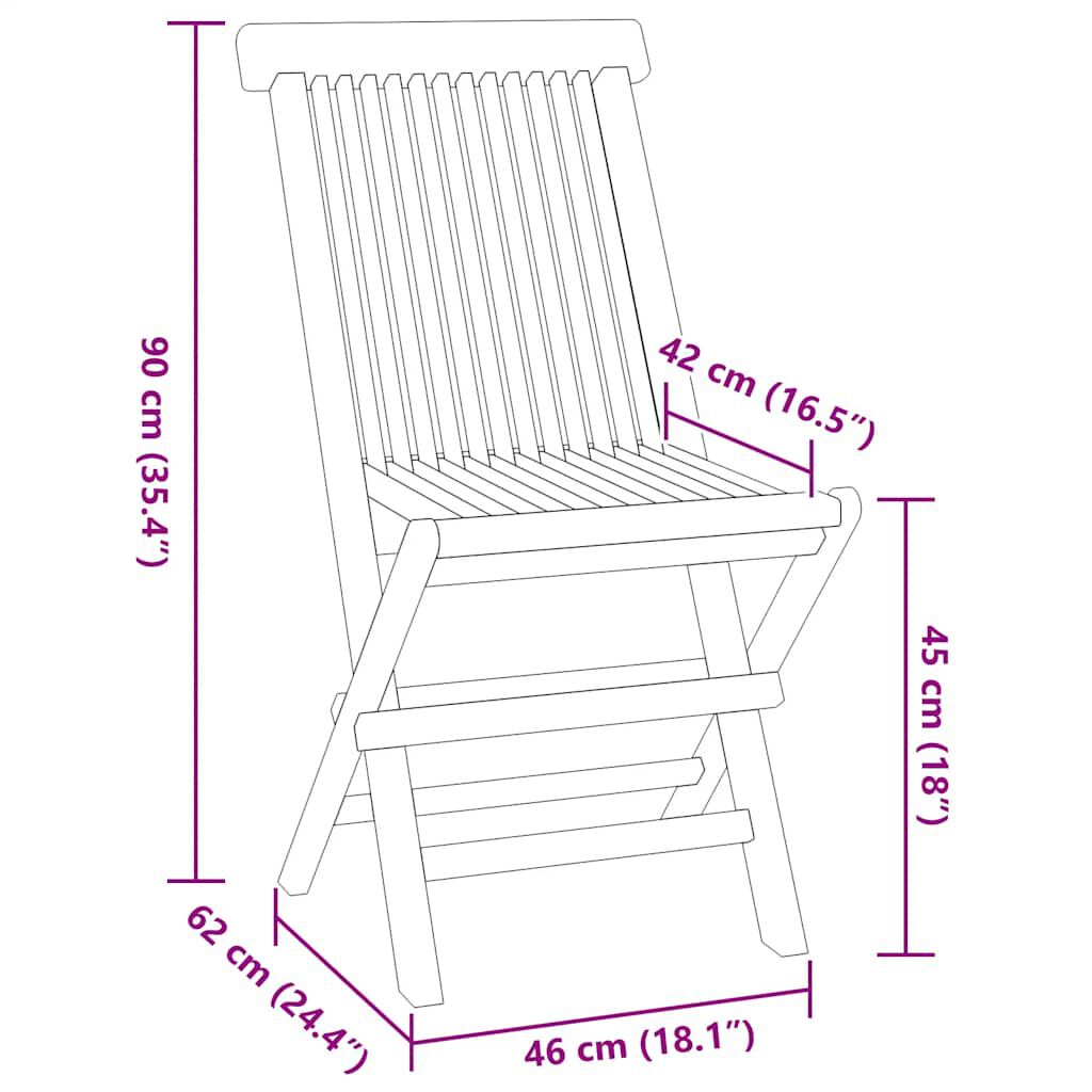 vidaXL طقم سفرة خارجي قابل للطي 5 قطع خشب ساج صلب