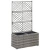 حوض تعريشة زراعي مرتفع مع 2 أصائص 107x30x58 سم بولي روطان رمادي