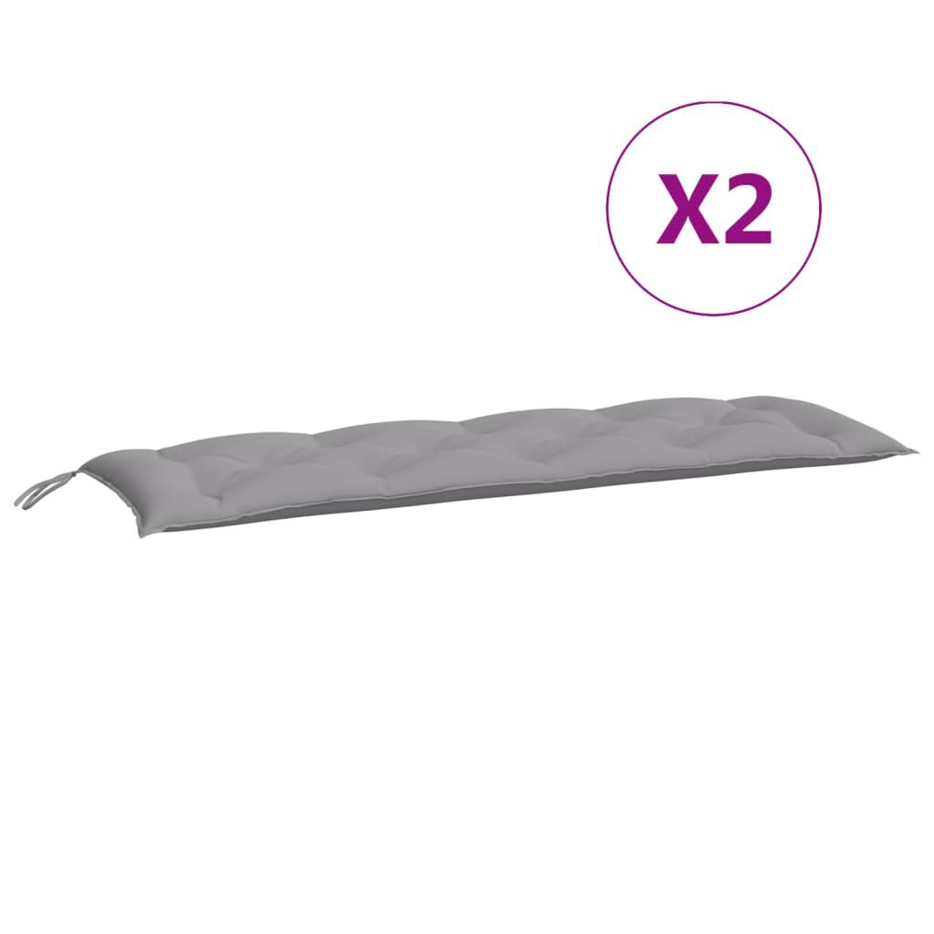 vidaXL وسائد بنش حديقة 2 ق رمادي 150×50×7 سم قماش أكسفورد