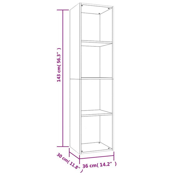 vidaXL خزانة كتب/خزانة تلفزيون سونوما أوك 36×30×143 سم خشب صناعي
