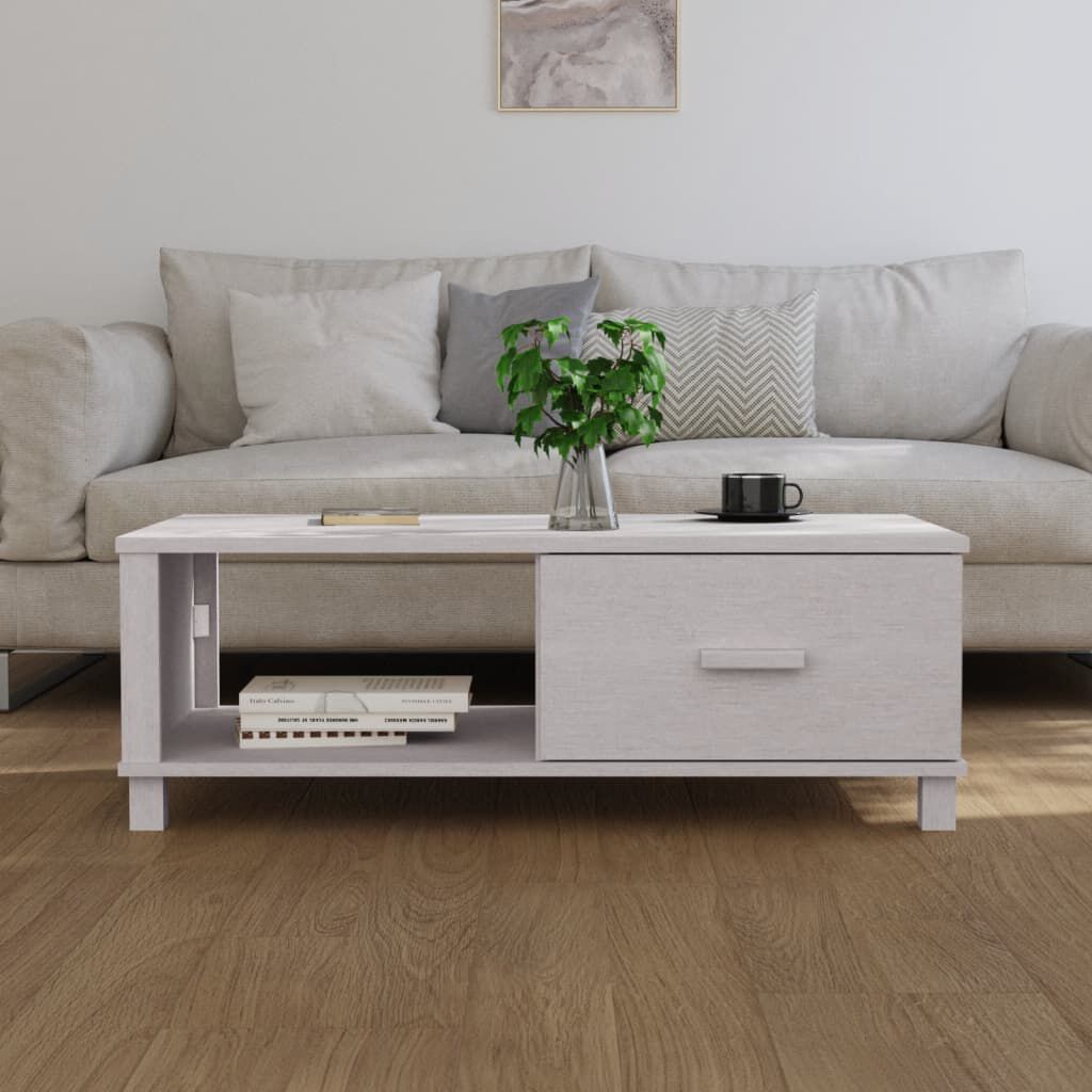 vidaXL طاولة قهوة أبيض 100×55×35 سم خشب صنوبر صلب