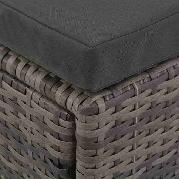 vidaXL طقم كنب حديقة 4 ق مع وسائد بولي روطان رمادي