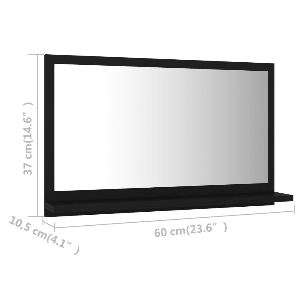 vidaXL مرآة حمام لون أسود 60×10.5×37 سم خشب صناعي