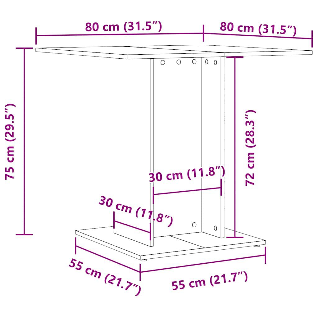 vidaXL طاولة طعام لون أسود 80×80×75 سم خشب صناعي