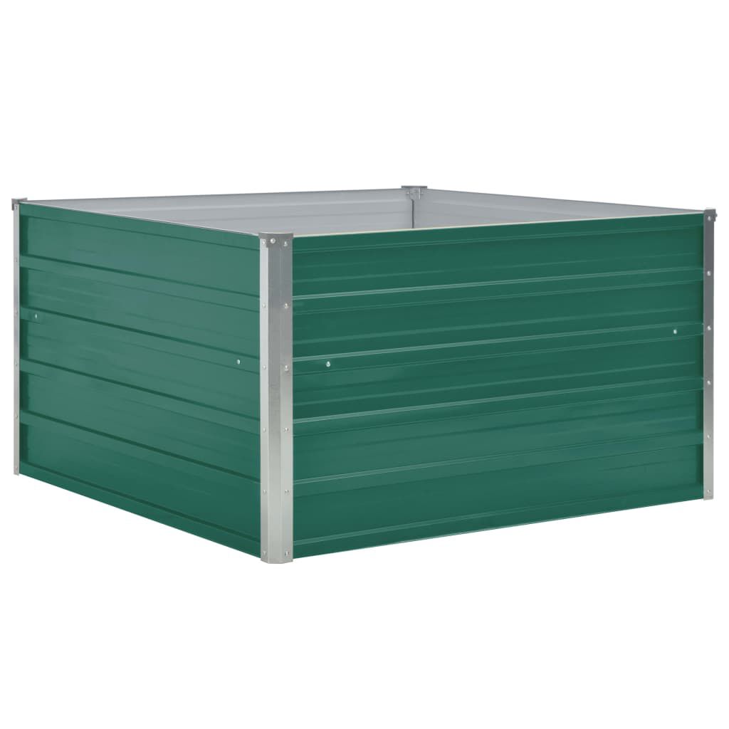 vidaXL حوض حديقة مرتفع 100×100×45 سم فولاذ مجلفن أخضر