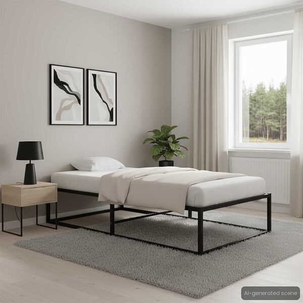 vidaXL إطار سرير دون مرتبة لون أسود معدن 200x90 سم