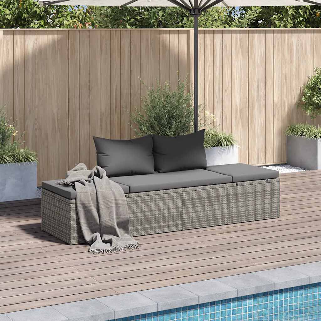 vidaXL سرير حديقة رمادي 195×60 سم بولي روطان