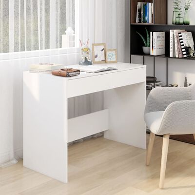 vidaXL مكتب أبيض 101×50×76.5 سم خشب صناعي