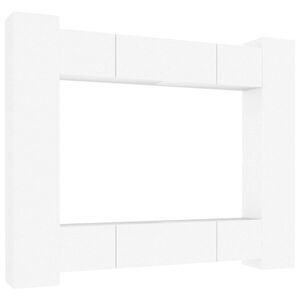 vidaXL طقم خزانة تلفزيون 8ق أبيض خشب صناعي