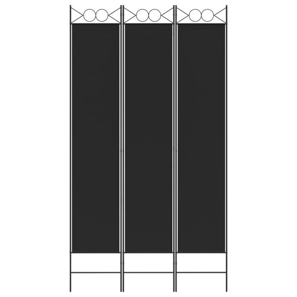 vidaXL مقسم غرفة 3-ألواح أسود 120×220 سم قماش