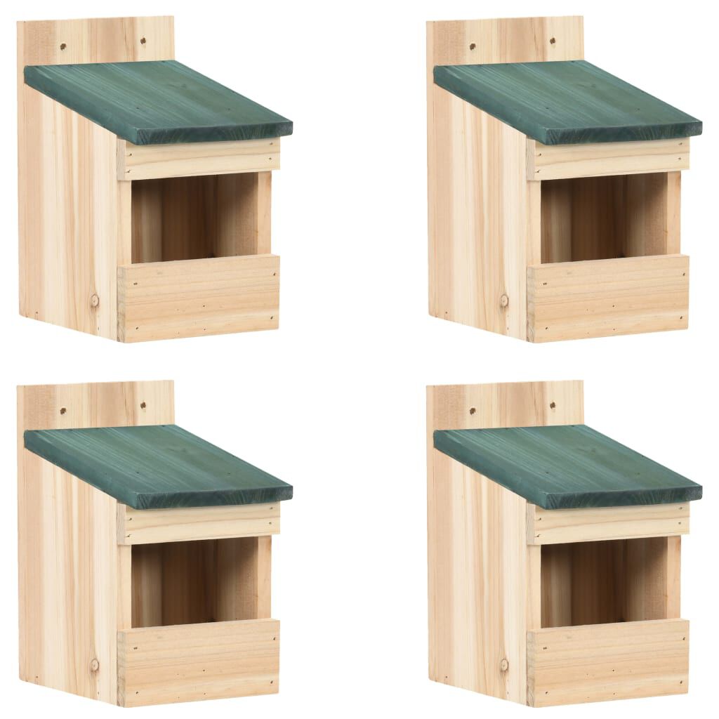 vidaXL بيوت عصافير 4 ق 12×16×20 سم خشب تنوب