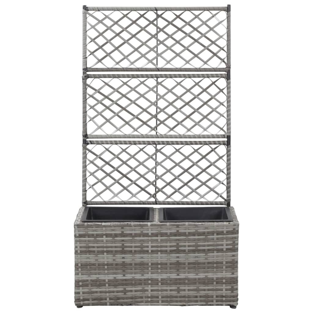 حوض تعريشة زراعي مرتفع مع 2 أصائص 107x30x58 سم بولي روطان رمادي