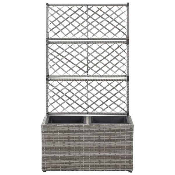 حوض تعريشة زراعي مرتفع مع 2 أصائص 107x30x58 سم بولي روطان رمادي