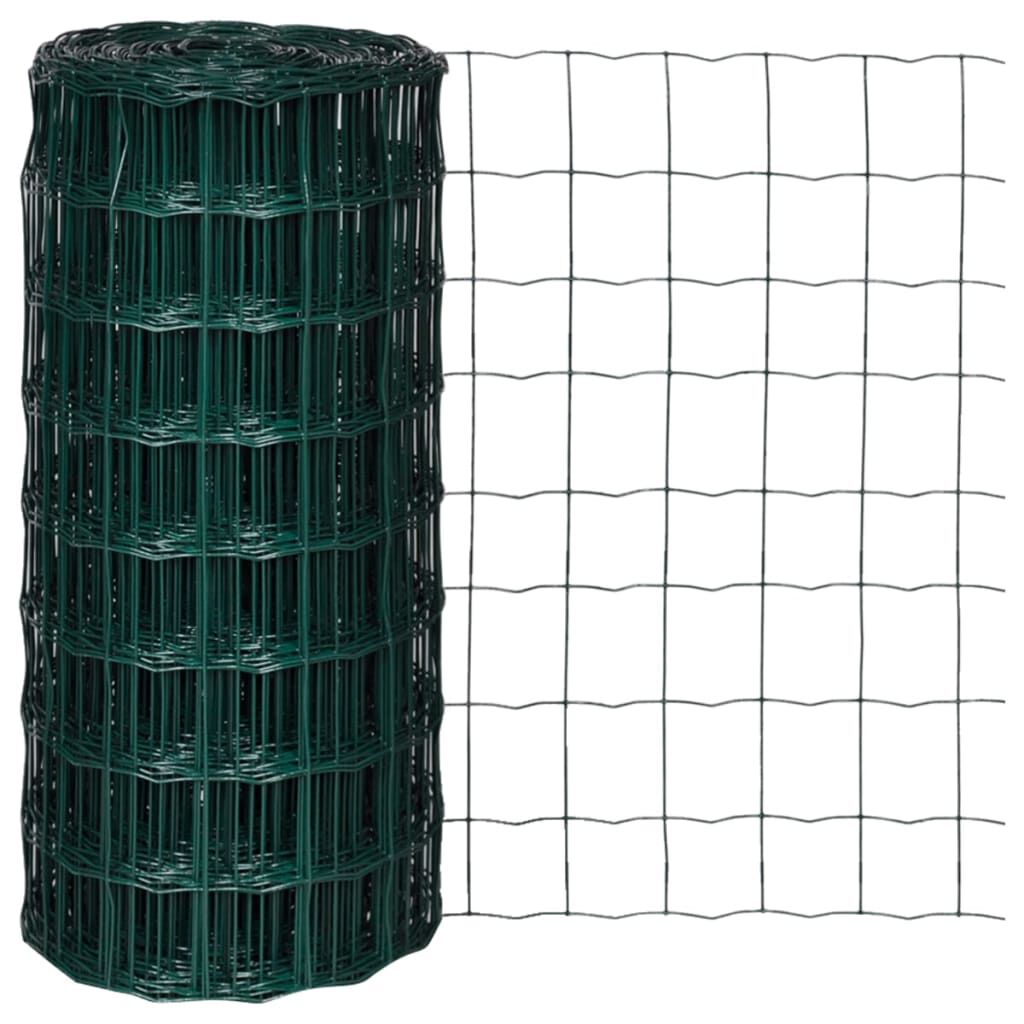 vidaXL سياج يورو فولاذ 0,8x25 متر أخضر