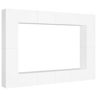 vidaXL طقم خزانة تلفزيون 8 قطع خشب صناعي أبيض (801481×4+803345×2)