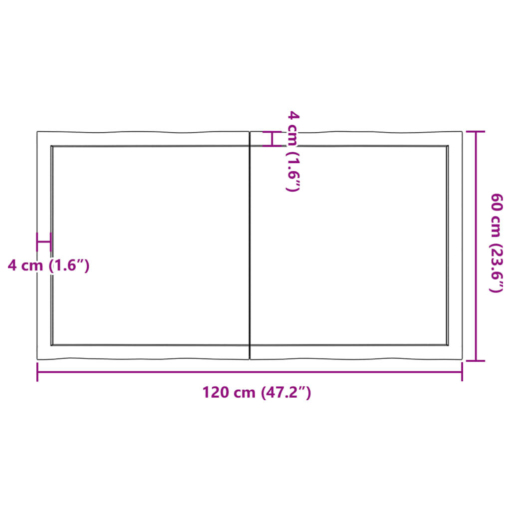 vidaXL سطح طاولة لون بني فاتح 120*60*(2-4) سم خشب صلب معالج وحواف خام