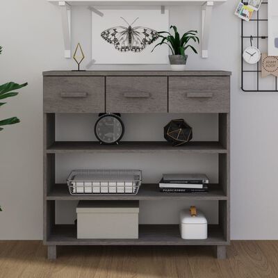 vidaXL طاولة كونسول رمادي فاتح 90×35×90 سم خشب صنوبر صلب