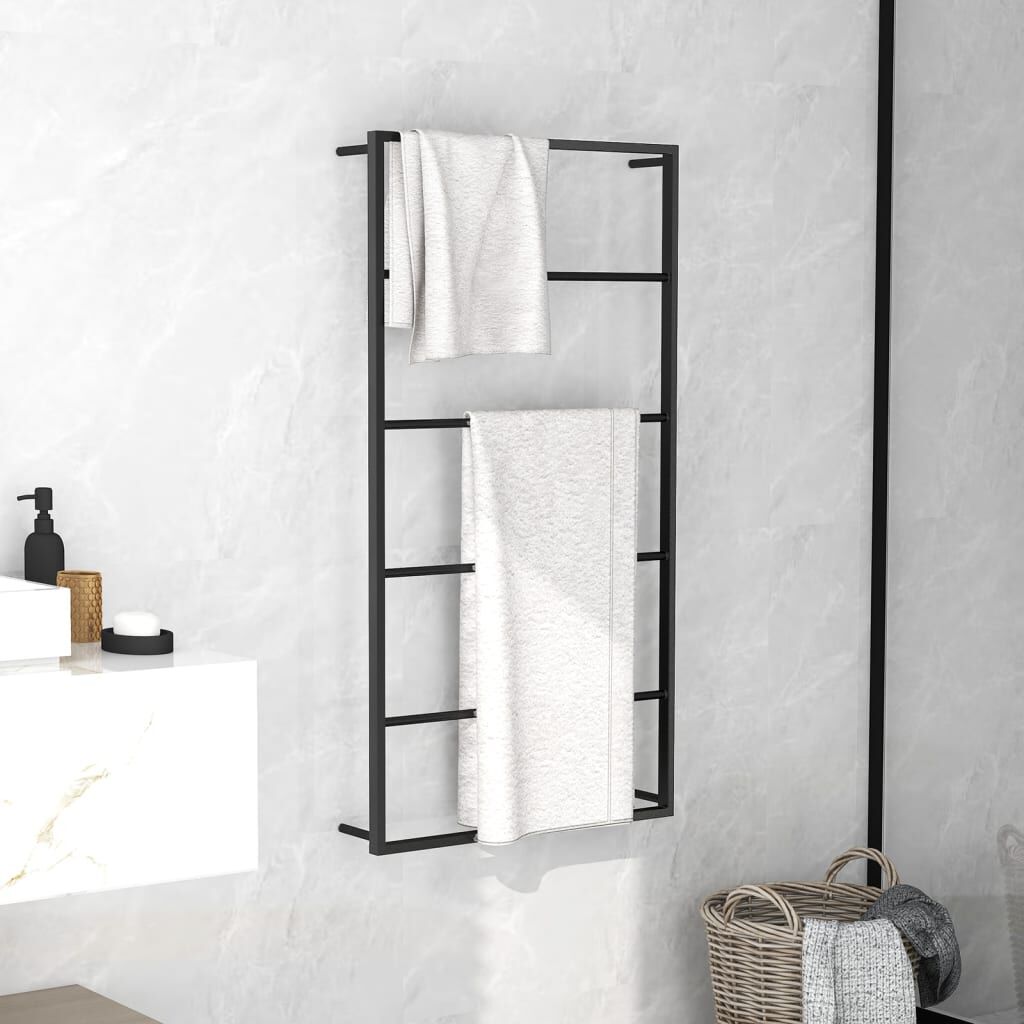 vidaXL حامل مناشف أسود 60×10×116 سم فولاذ