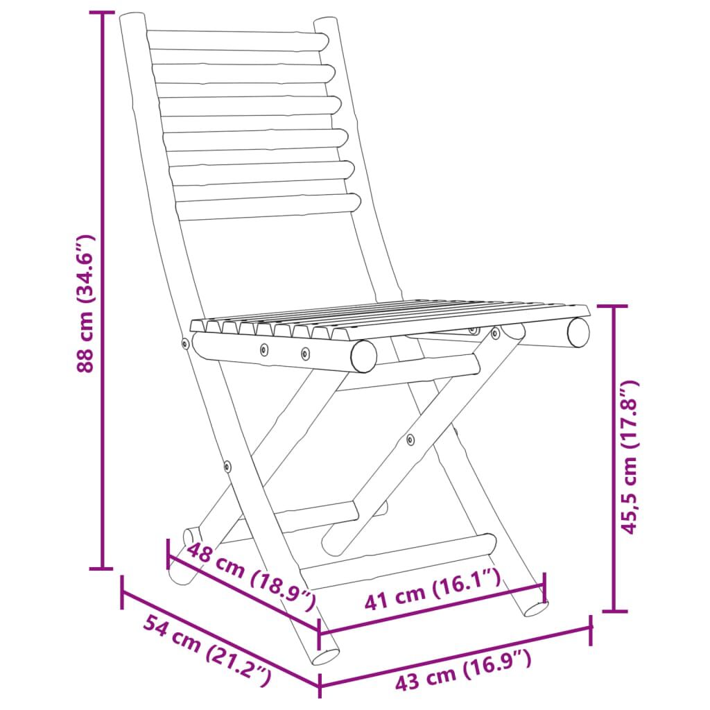vidaXL كراسي حديقة قابلة للطي 4 قطع 88x54x43 سم خيزران