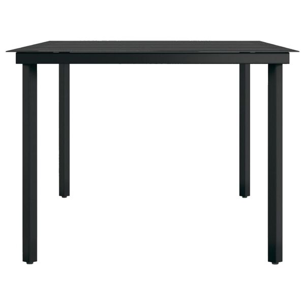 vidaXL طاولة سفرة حديقة أسود 200×100×74 سم فولاذ وزجاج