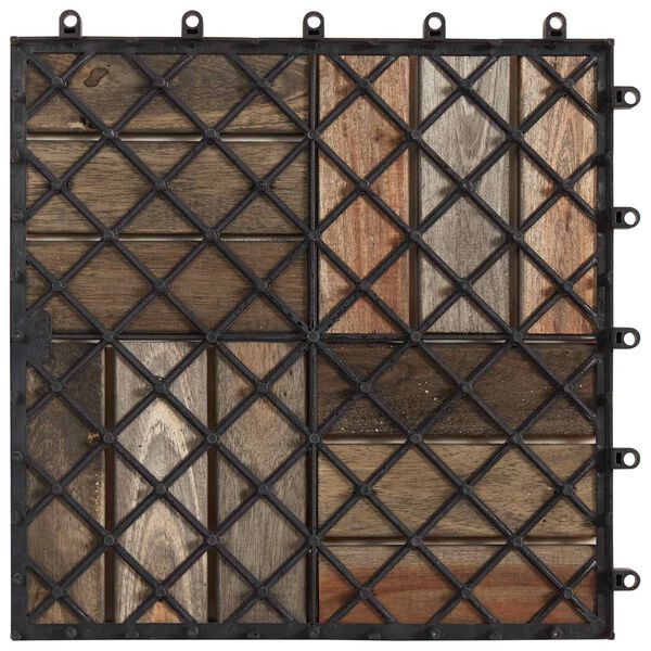 vidaXL بلاط أرضية 10 قطع تشطيب رمادي 30&times;30 سم خشب أكاسيا صلب