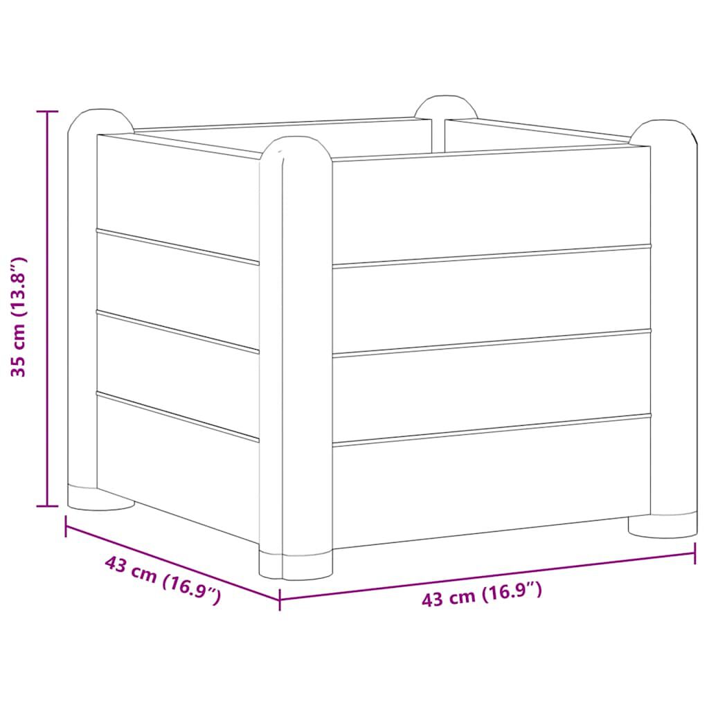 vidaXL حوض حديقة مرتفع PP أنثراسايت 43×43×35 سم