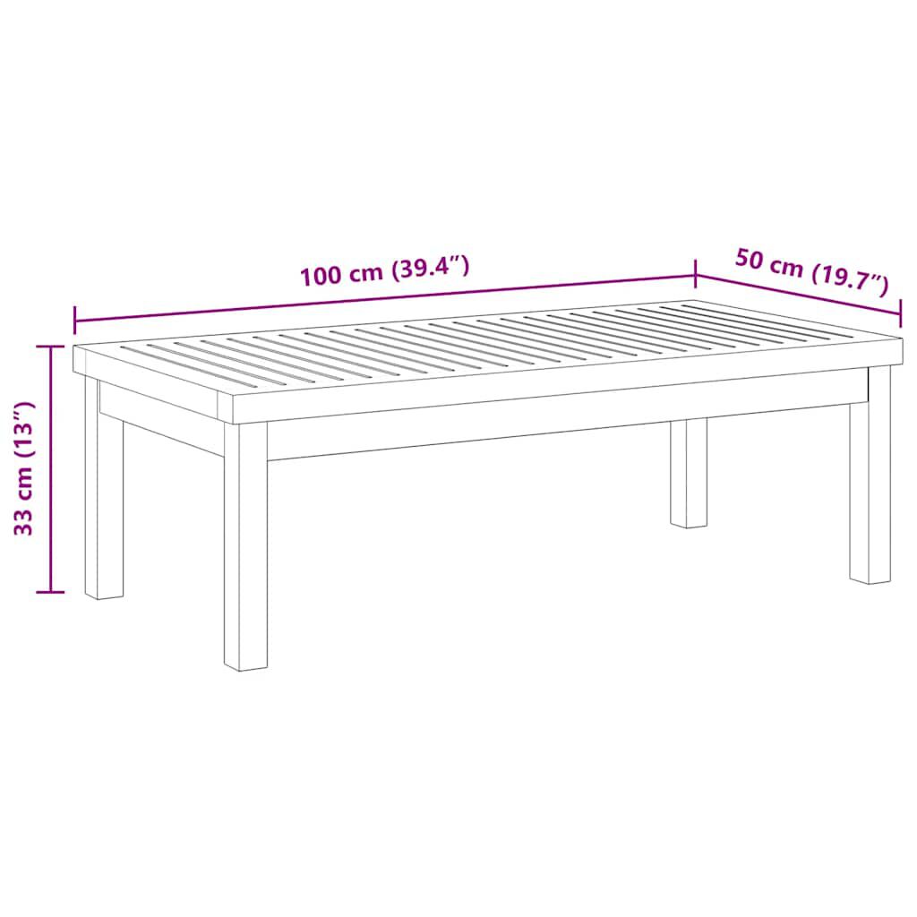 vidaXL طاولة قهوة 100×50×33 سم خشب أكاسيا صلب
