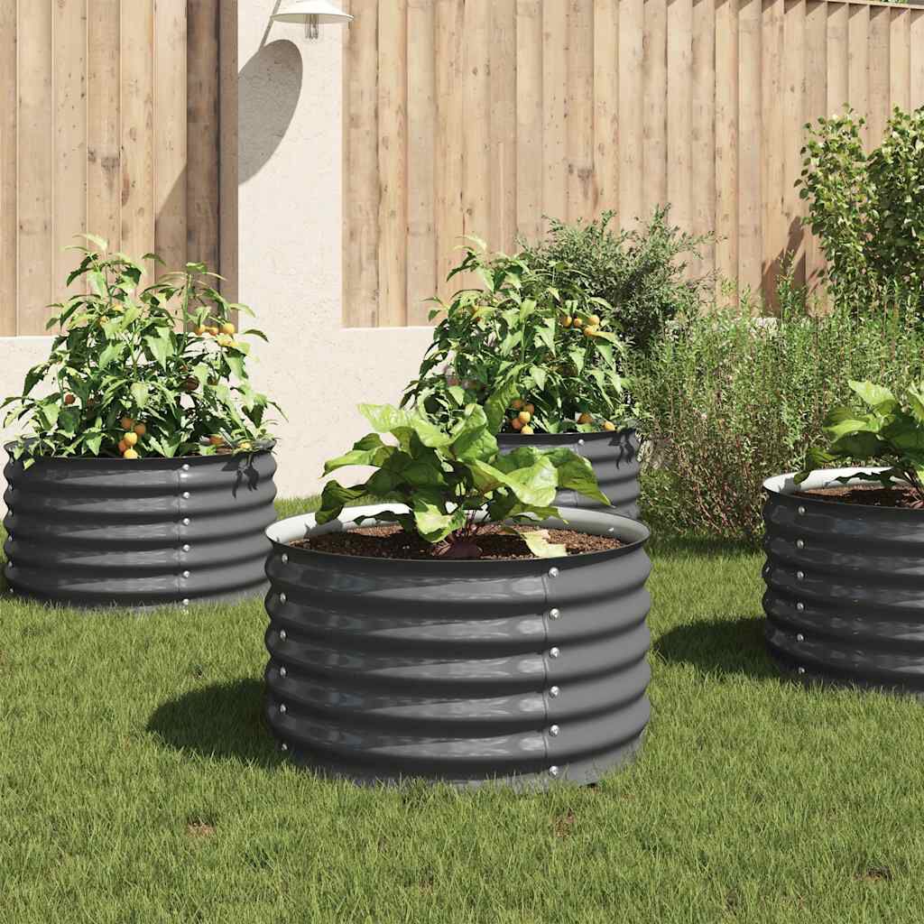 vidaXL حوض حديقة مرتفع 80×80×44 سم فولاذ مجلفن رمادي