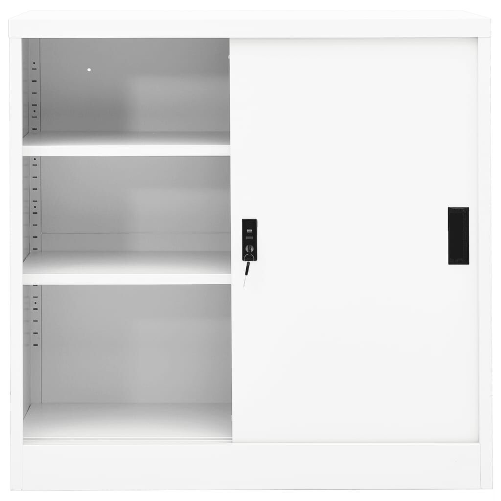 vidaXL خزانة مكتب مع باب منزلق أبيض 90×40×90 سم فولاذ