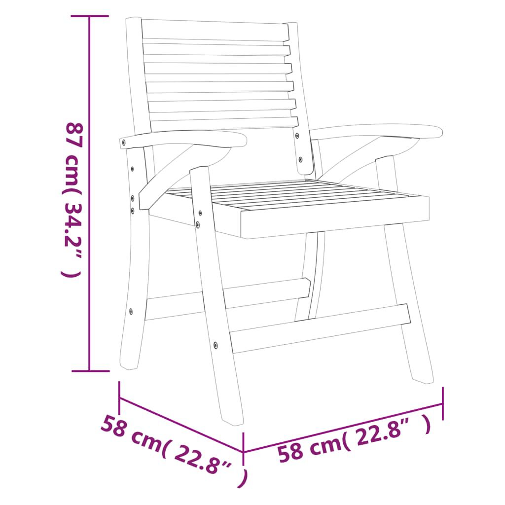 vidaXL كراسي حديقة 8 قطع 87x58x58 سم خشب أكاسيا صلب