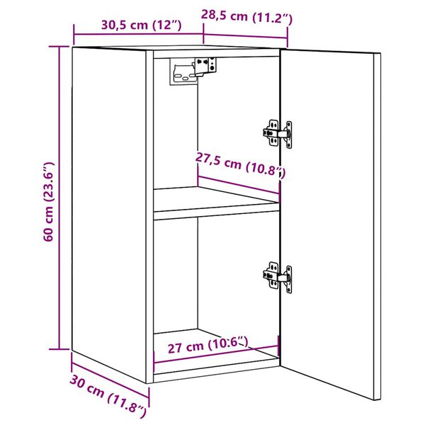 vidaXL خزانات تلفزيون 2 ق أسود 30.5×30×60 سم خشب صناعي