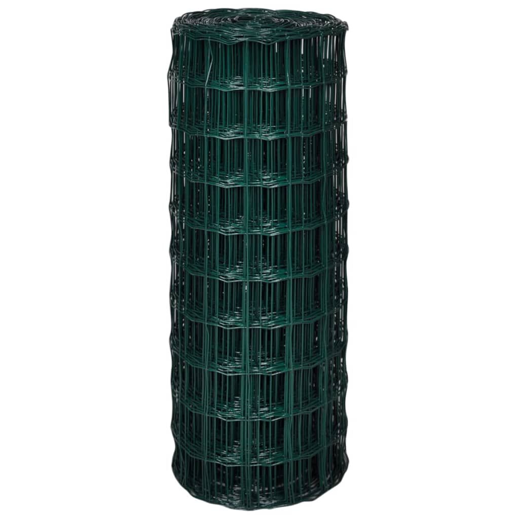 vidaXL سياج يورو فولاذ 1,0x25 متر أخضر