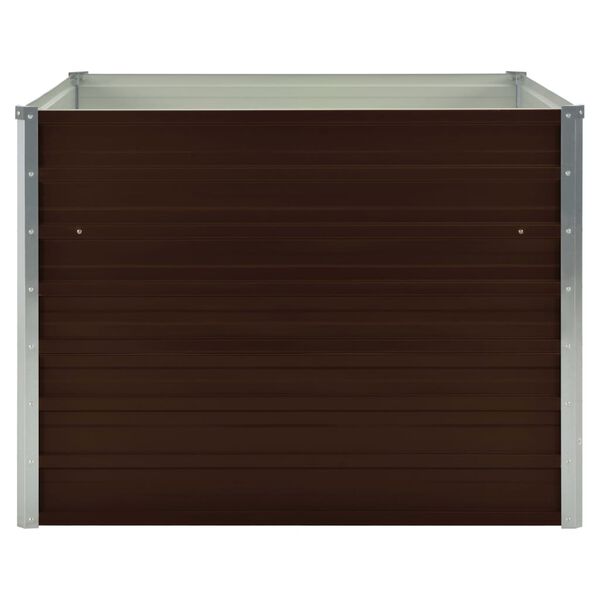 vidaXL حوض زراعي مرتفع بني 100×100×77 سم فولاذ مجلفن
