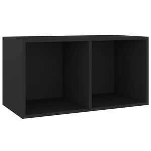 vidaXL صندوق تخزين فينيل لون أسود 71&times;34&times;36 سم خشب صناعي