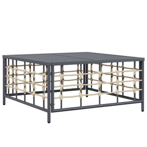 vidaXL طاولة حديقة أنثراسيت 70&times;70&times;34 سم بولي روطان