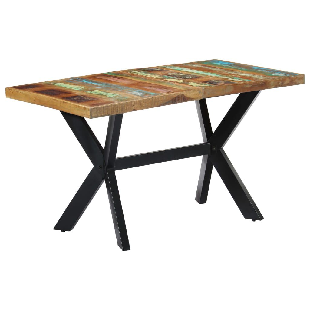 vidaXL طاولة طعام 75x70x140 سم خشب مستصلح صلب