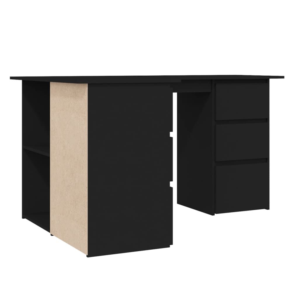 vidaXL مكتب زاوية لون أسود 145×100×76 سم خشب صناعي