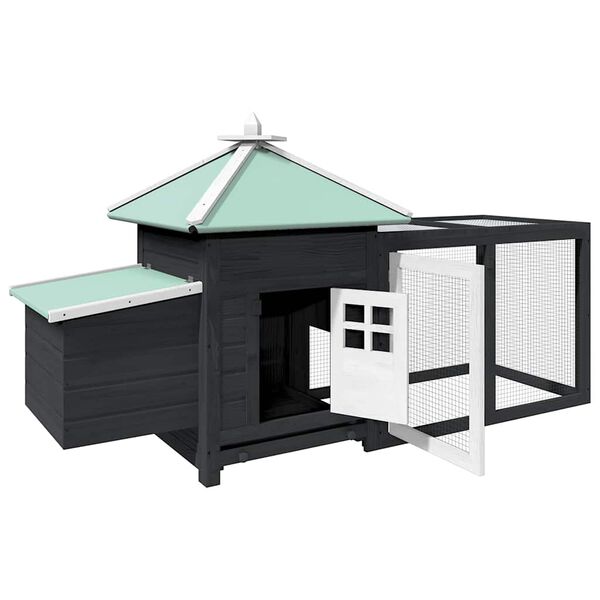 vidaXL قن دجاج مع صندوق تعشيش لون رمادي 193&times;68&times;104 سم خشب تنوب صلب