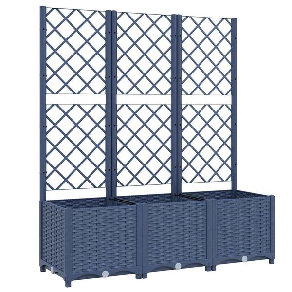 vidaXL حوض حديقة مع تعريشة أزرق رمادي 120×40×136 سم PP