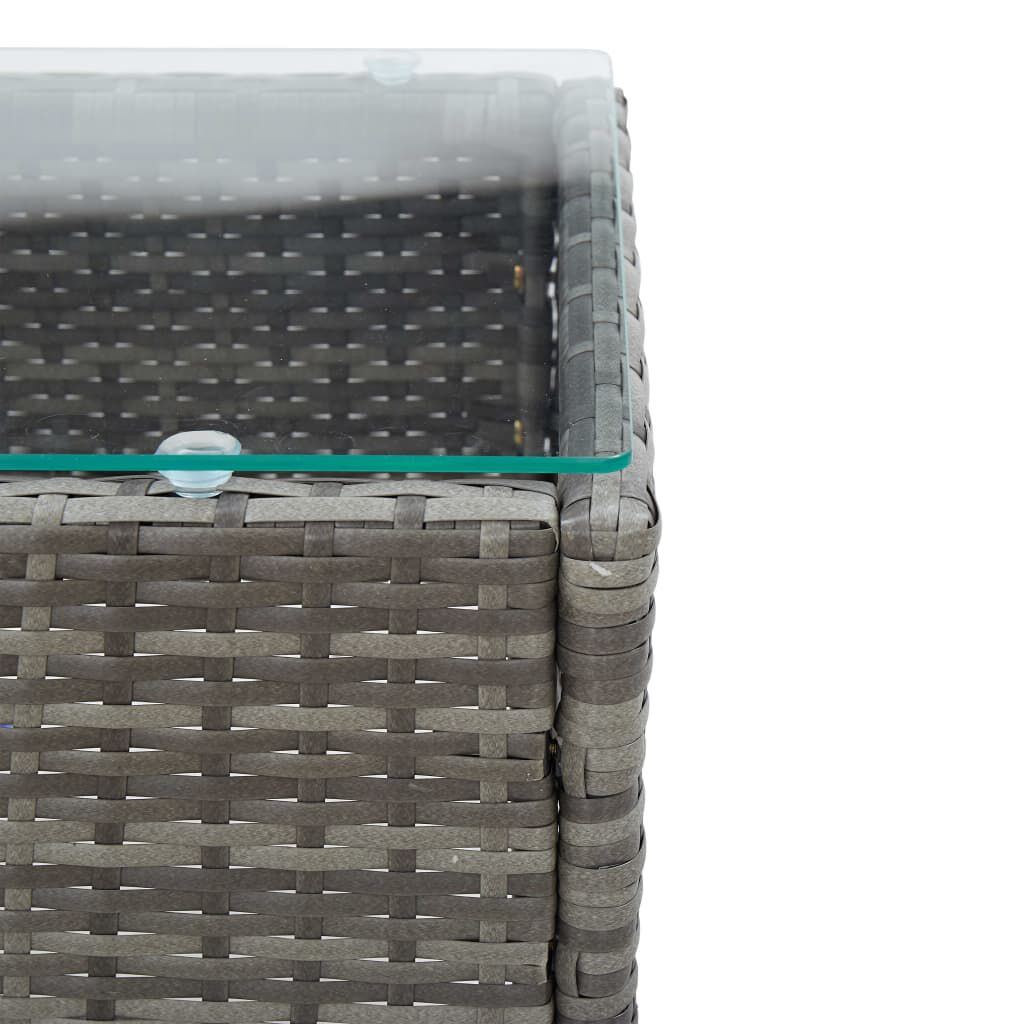 vidaXL طاولة قهوة رمادي 60×40×36 سم بولي روطان