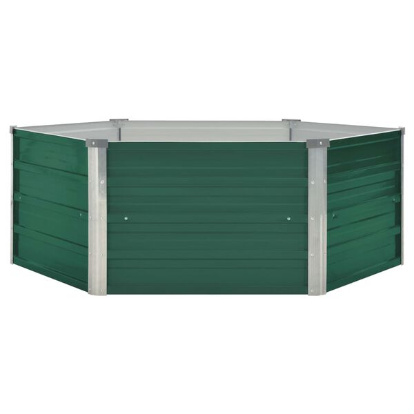 vidaXL حوض حديقة مرتفع 129×129×46 سم فولاذ مجلفن أخضر