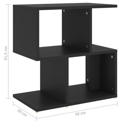 vidaXL خزانة جانب السرير أسود 50×30×51.5 سم خشب صناعي
