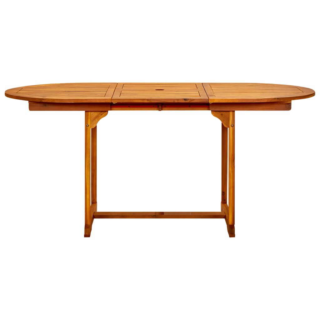 vidaXL طاولة سفرة حديقة (120-170)×80×74 سم خشب أكاسيا صلب