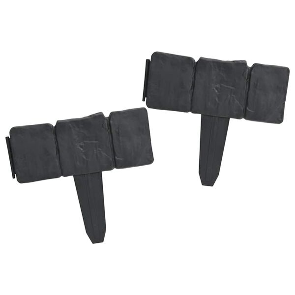 vidaXL سياج حديقة / سياج مرج بلاستيك مظهر حجري 41 قطعة 10 م