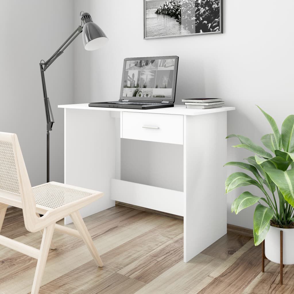 vidaXL مكتب لون أبيض 100×50×76 سم خشب صناعي