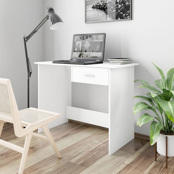 vidaXL مكتب لون أبيض 100×50×76 سم خشب صناعي